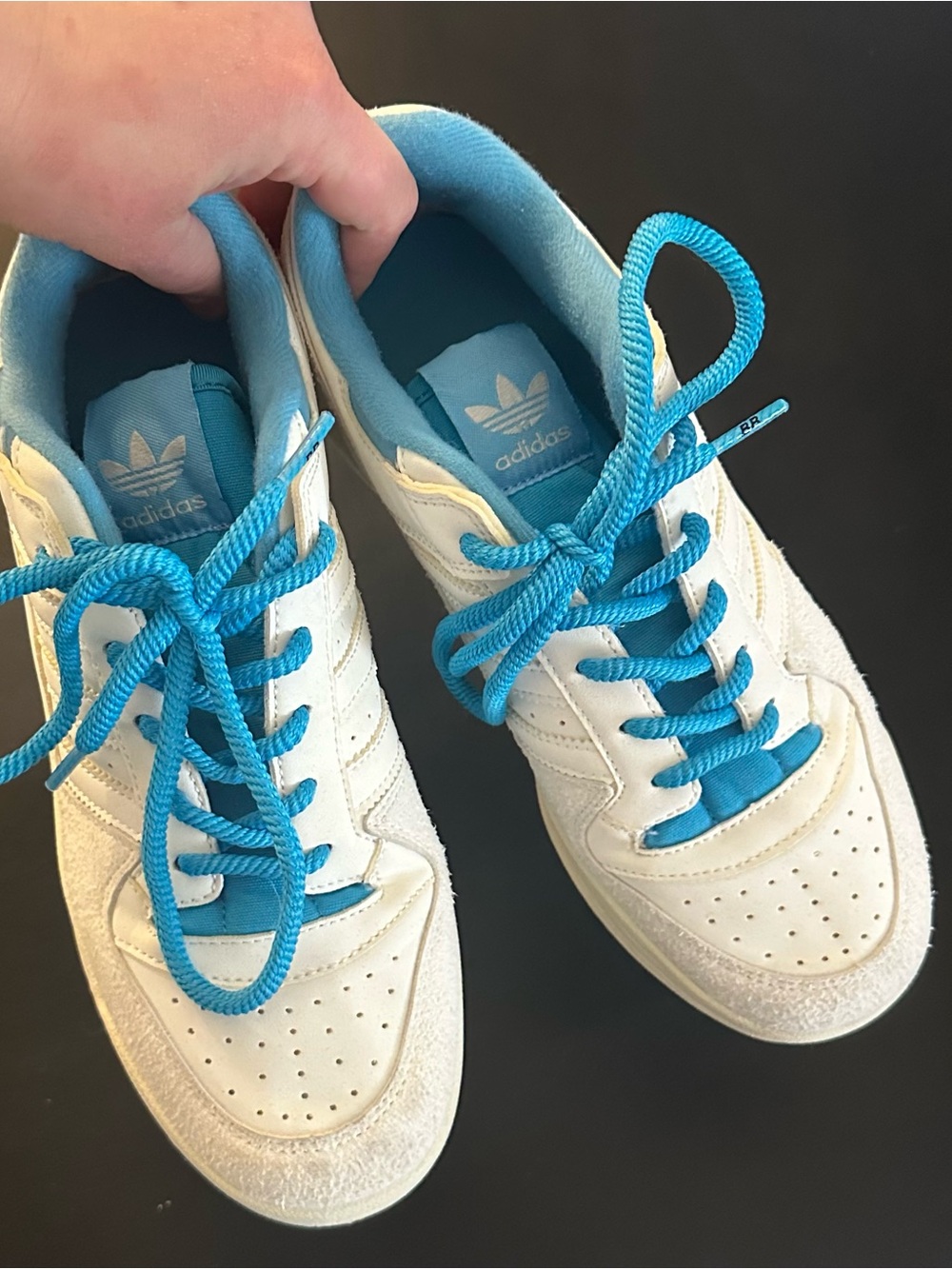 Adidas Forum Bold Shoes Vintage Sneakers with Sky Blue Laces - Picture 7 of 8